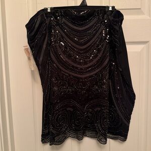 Elegant Black Beaded Mini Skirt